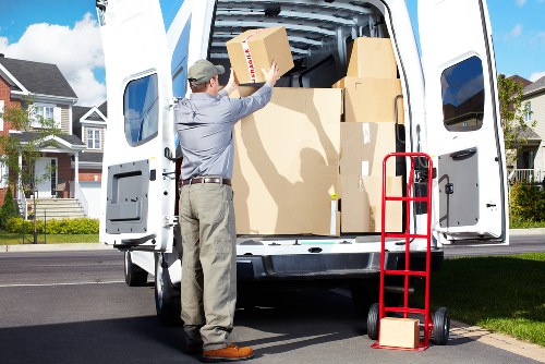 West Ham office relocation service with business equipment and boxes