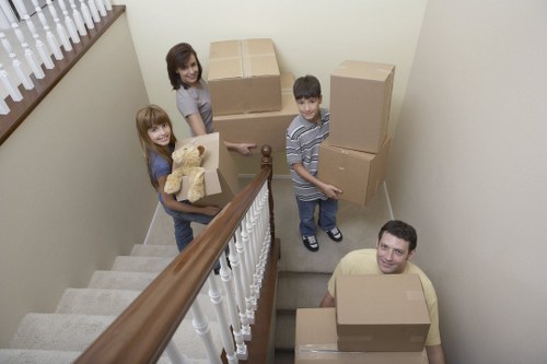 Packed boxes and furniture ready for house removals